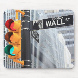 Traffic Light and Wall Street Sign Mouse Pad