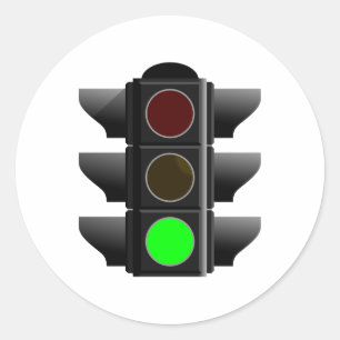 traffic light green classic round sticker