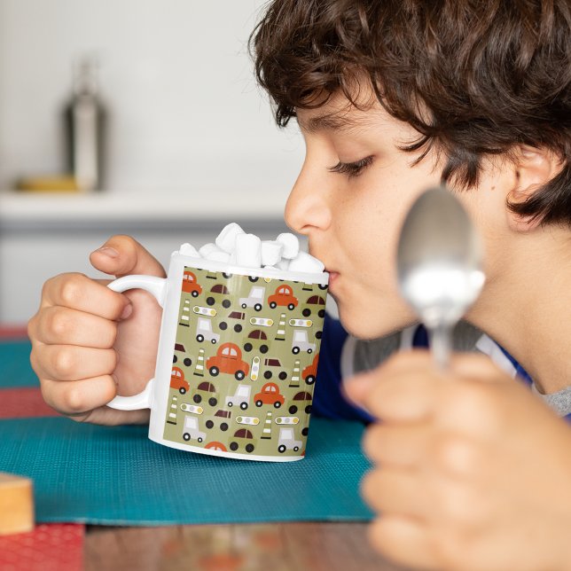 Traffic Lights Orange Cars Pattern Coffee Mug (mugs and cups)