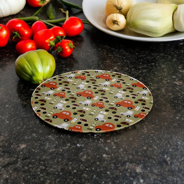 Traffic Lights Orange Cars Pattern Cutting Board (Chopping Board)