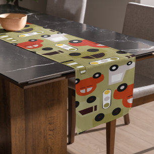 Traffic Lights Orange Cars Pattern Long Table Runner