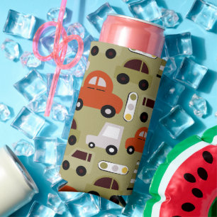 Traffic Lights Orange Cars Pattern Seltzer Can Cooler