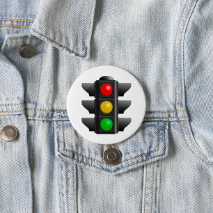 Traffic Lights Red Yellow Green Signal 7.5 Cm Round Badge