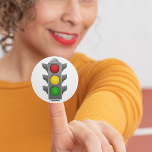 Traffic Lights Red Yellow Green Signal Classic Round Sticker