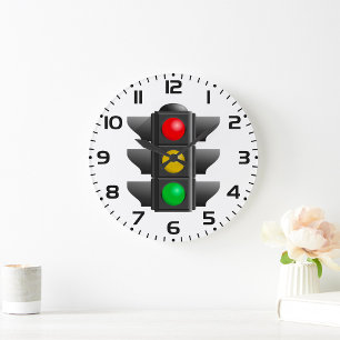 Traffic Lights Red Yellow Green Signal Large Clock