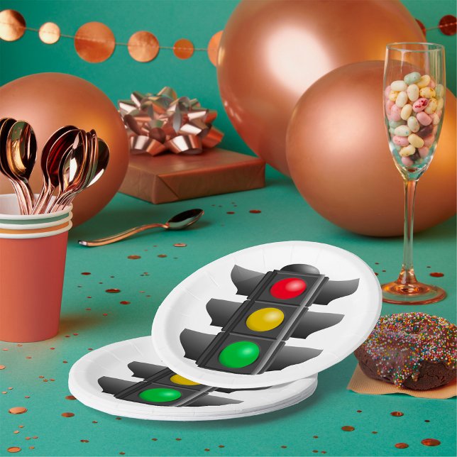 Traffic Lights Red Yellow Green Signal Paper Plate (Creator Uploaded)