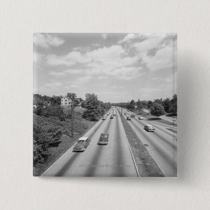 Traffic on highway 15 cm square badge