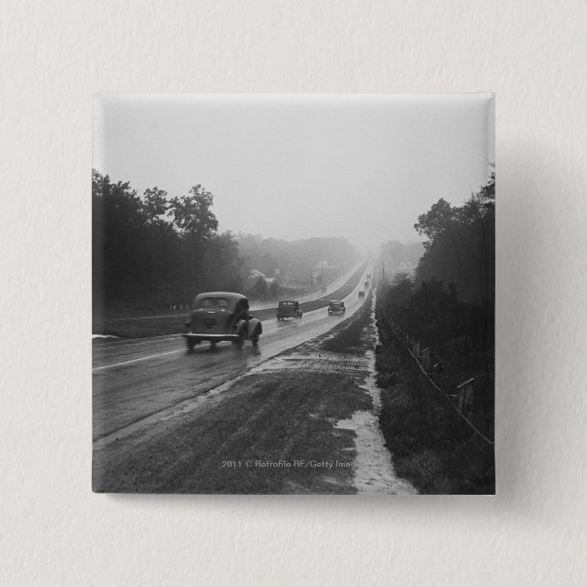 Traffic on highway 15 cm square badge (Front)