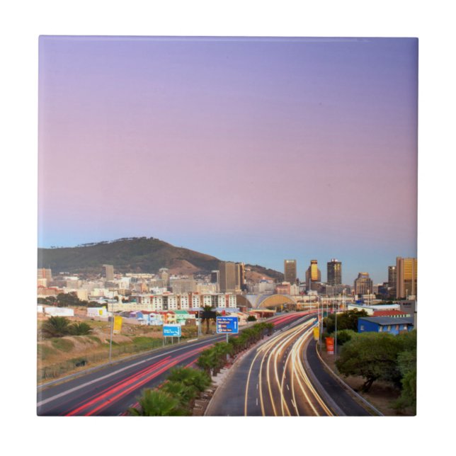 Traffic On Motorway To Cape Town, Western Cape Tile (Front)