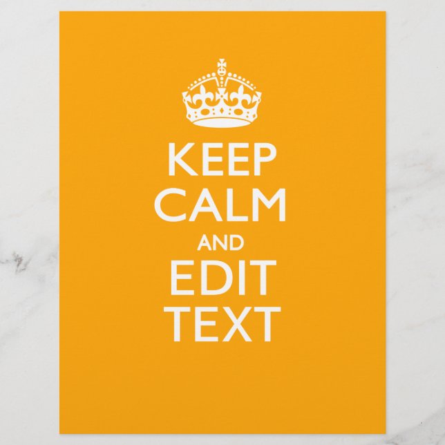 Traffic Yellow Accent Keep Calm And Your Text (Front)
