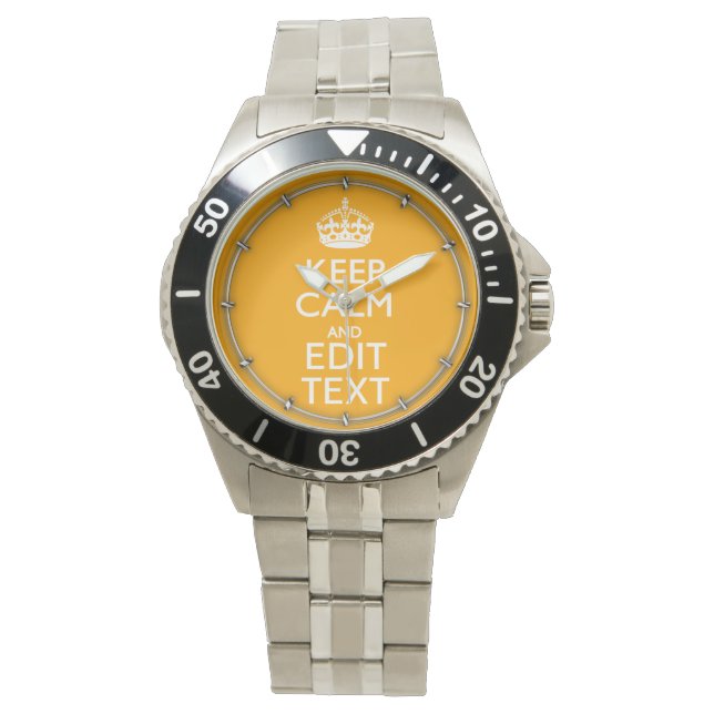 Traffic Yellow Decor Keep Calm And Your Text Watch (Front)