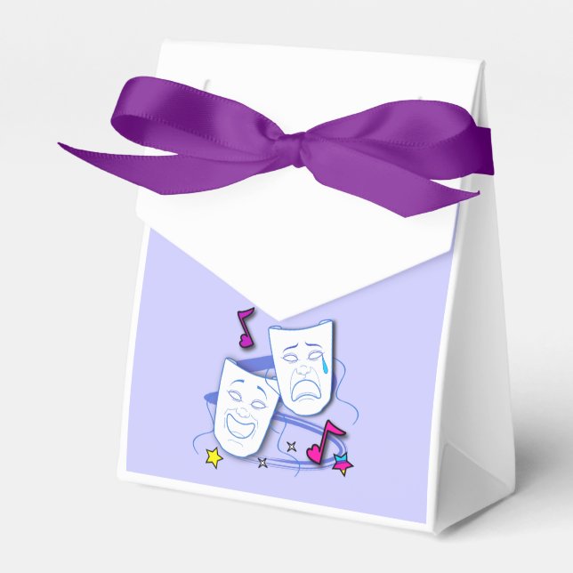 Tragedy and Comedy Drama Masks Favour Box (Front Side)