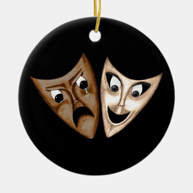 Tragedy & Comedy Ceramic Tree Decoration (Front)