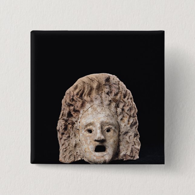 Tragic mask 15 cm square badge (Front)