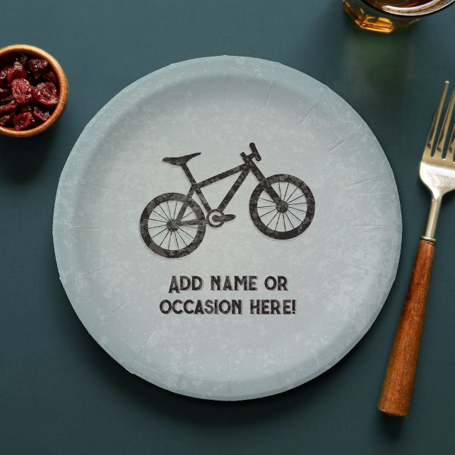 Trail Bike rugged steel look masculine birthday Paper Plate (Creator Uploaded)
