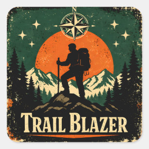 Trail Blazer – Wilderness Pioneer Hiker Square Sticker