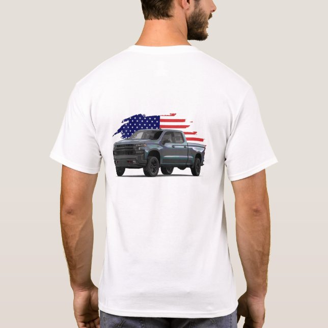 Trail Boss patriotic truck American Flag T-Shirt (Back)
