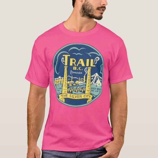 Trail British Columbia Vintage Travel Decal T-Shirt (Front)