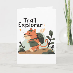 Trail Explorer Cat – Greeting Card