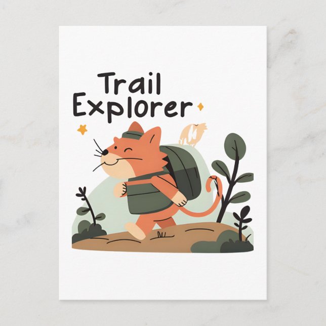 Trail Explorer Cat – Postcard (Front)