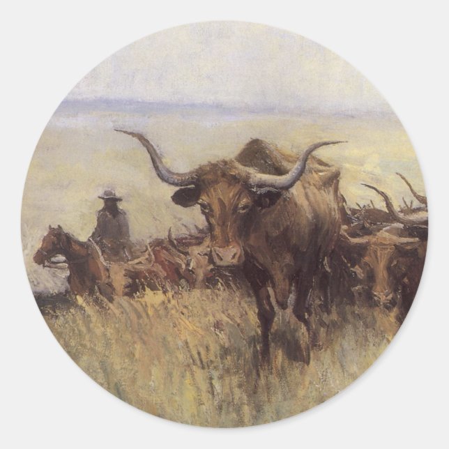 Trail Herd to Wyoming by WHD Koerner Classic Round Sticker (Front)