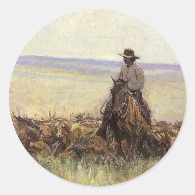 Trail Herd to Wyoming by WHD Koerner Classic Round Sticker (Front)