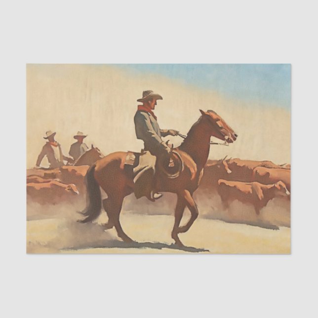 “Trail Herd” Western Art by Maynard Dixon Tissue Paper (Front)