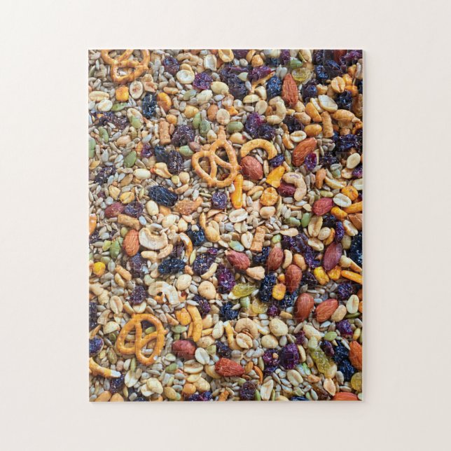Trail Mix Nuts Raisins Pretzels Advanced Level Jigsaw Puzzle (Vertical)