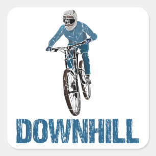Trail Mountain Biker Downhill Square Sticker