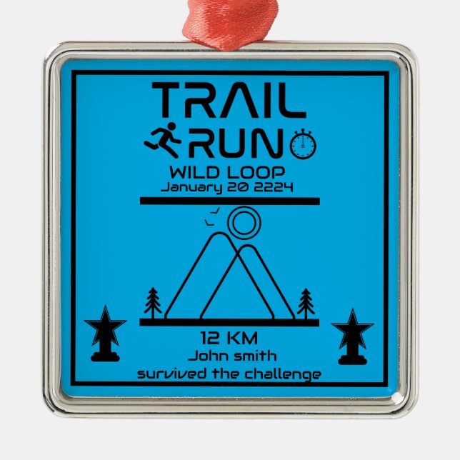 Trail Run Competition Award Metal Tree Decoration (Front)