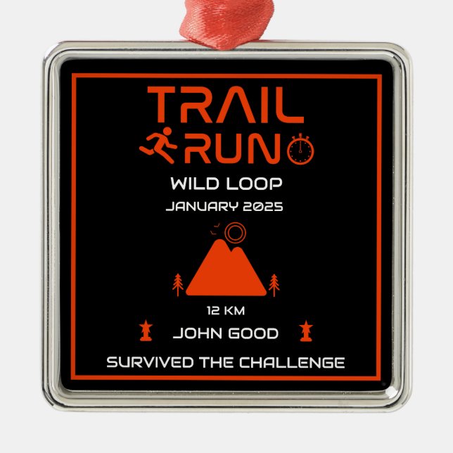 Trail Run Competition Award Metal Tree Decoration (Front)