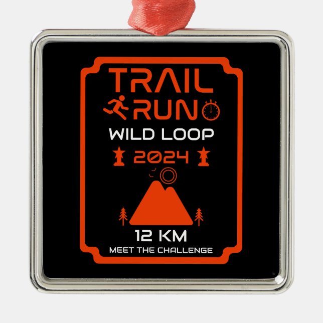 Trail Run Competition Award Metal Tree Decoration (Front)