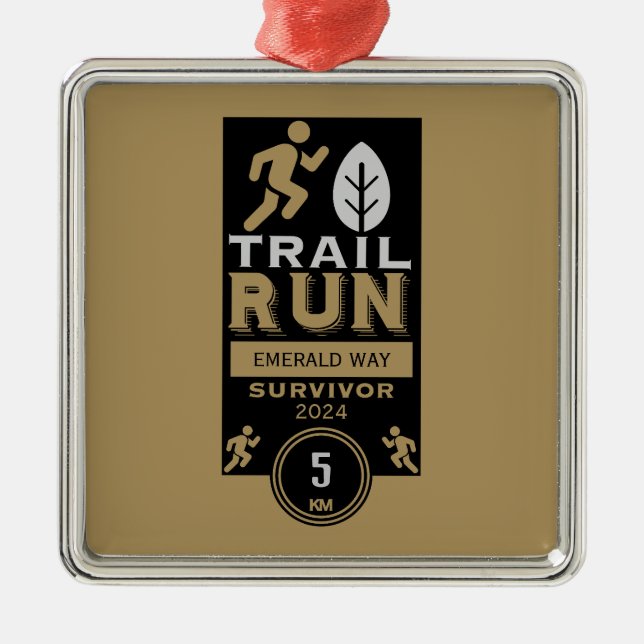 Trail Runner Race Competition Metal Tree Decoration (Front)