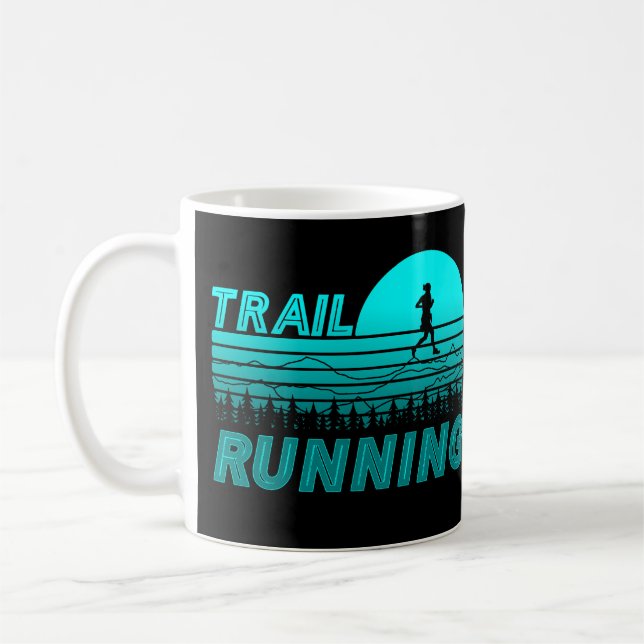 Trail running blue sunset with mountains coffee mug (Left)