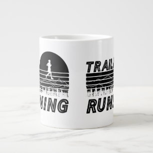 Trail Running im Sonnenuntergang mit Bergen Large Coffee Mug