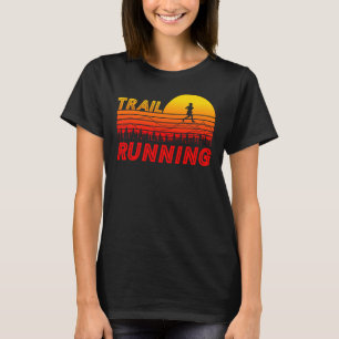 Trail running in the orange sunset with mountains T-Shirt
