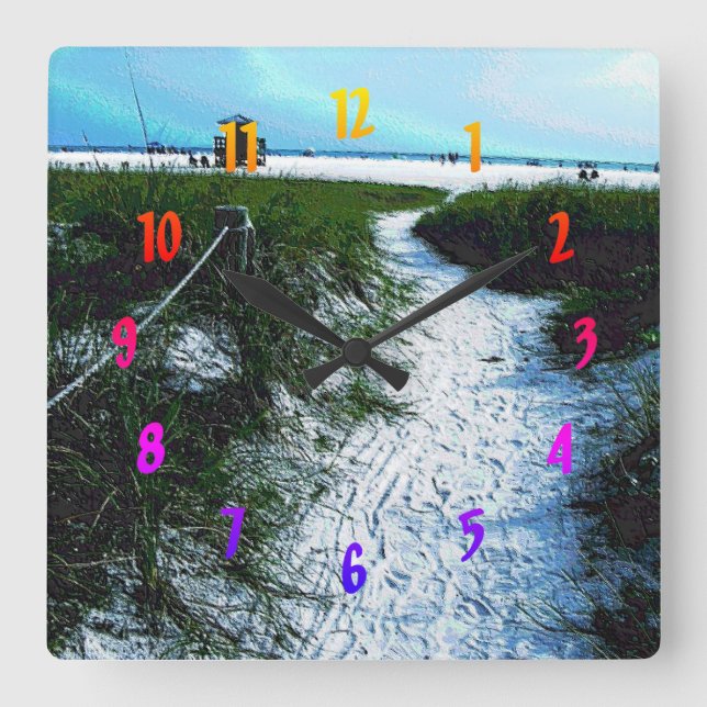 Trail to Stunning Siesta Keys Beach Square Wall Clock (Front)