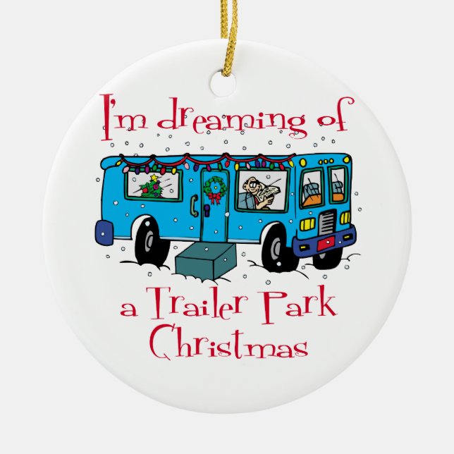 Trailer Park Christmas Ceramic Tree Decoration (Front)