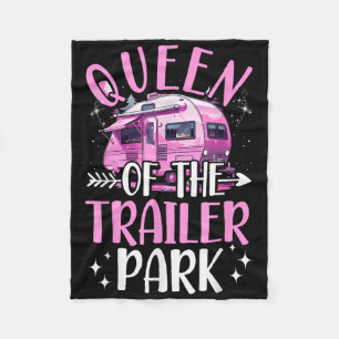 Trailer Park Queen Funny Camping Pink Trailer Cara Fleece Blanket