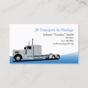 Trailer Truck Haulage Blue Business Card