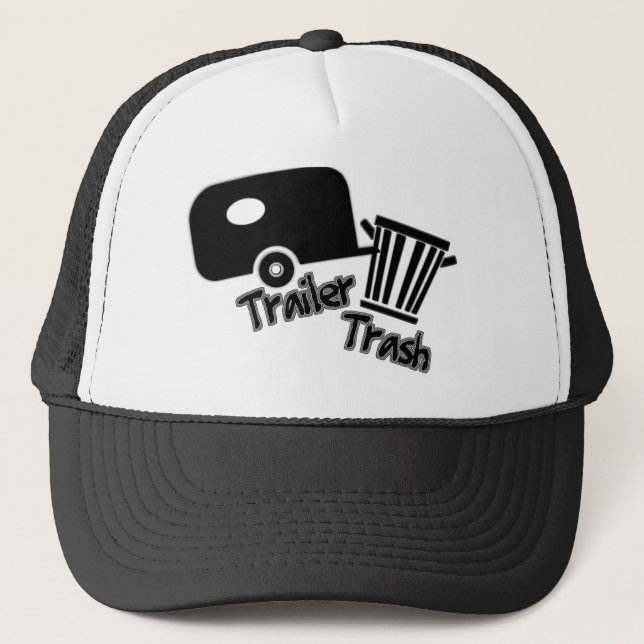 Trailerpark Living!  Funny Trailer Trash Icons Trucker Hat (Front)