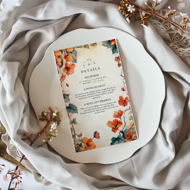 Trailing Floral Autumn Wedding Enclosure Card (Creator Uploaded)