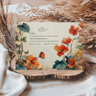 Trailing Floral Autumn Wedding RSVP Card