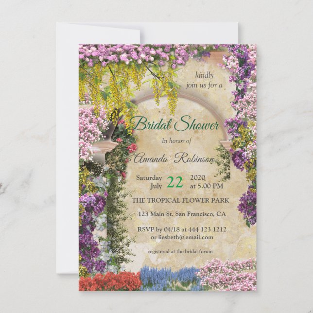 Trailing flowers on a Gold-looking splendour Invit Invitation (Front)