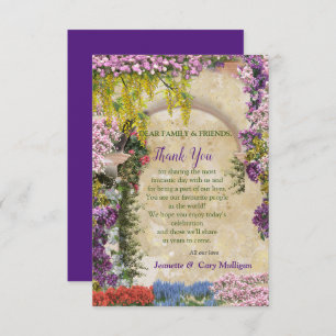 Trailing flowers over an archway RSVP card