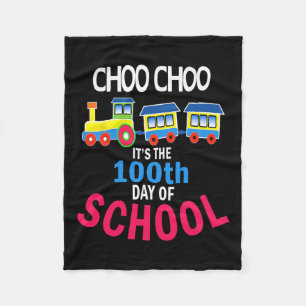 Train 100 Days Of Kindergarten School Student Teac Fleece Blanket
