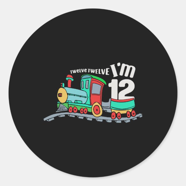Train 12th Birthday Boy Train 12 Year Old For Kids Classic Round Sticker (Front)