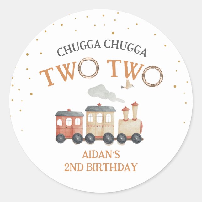 Train 2nd Birthday Party  Classic Round Sticker (Front)