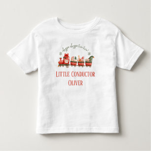 Train 2nd Birthday Party Little Conductor Toddler T-Shirt
