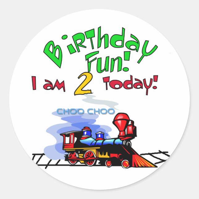 Train 2nd Birthday Tshirts and Gifts Classic Round Sticker (Front)